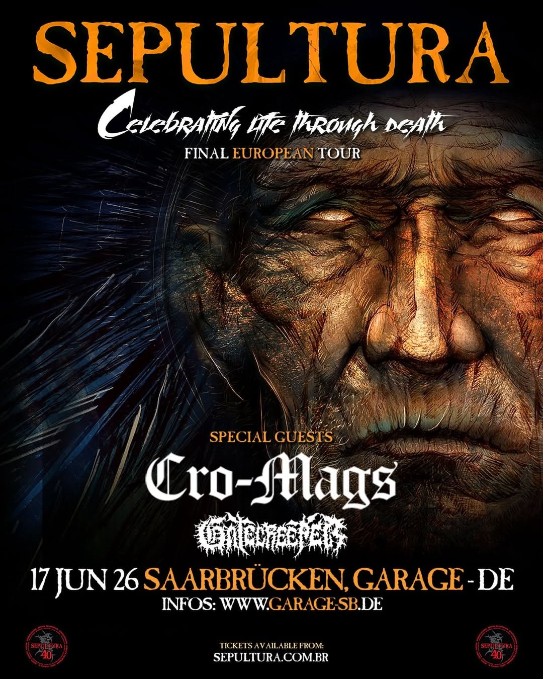 Sepultura kommen mit „Celebrating Life Through Death“ Final European Tour in die Garage, Saarbrücken.