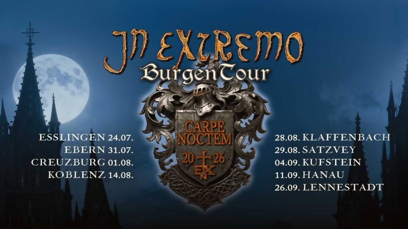 In Extremo kommen mit Ihrer Carpe Noctem – Burgentour am 11. September 2026 ins Amphitheater Hanau