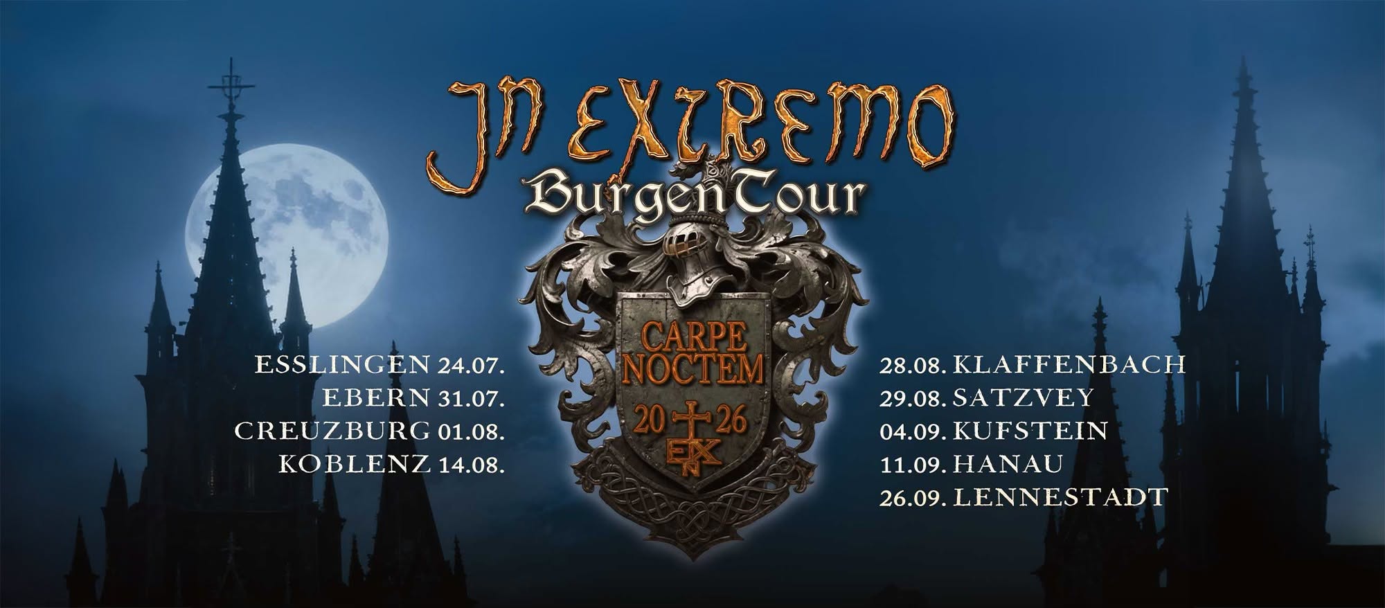 In Extremo kommen mit Ihrer Carpe Noctem – Burgentour am 11. September 2026 ins Amphitheater Hanau